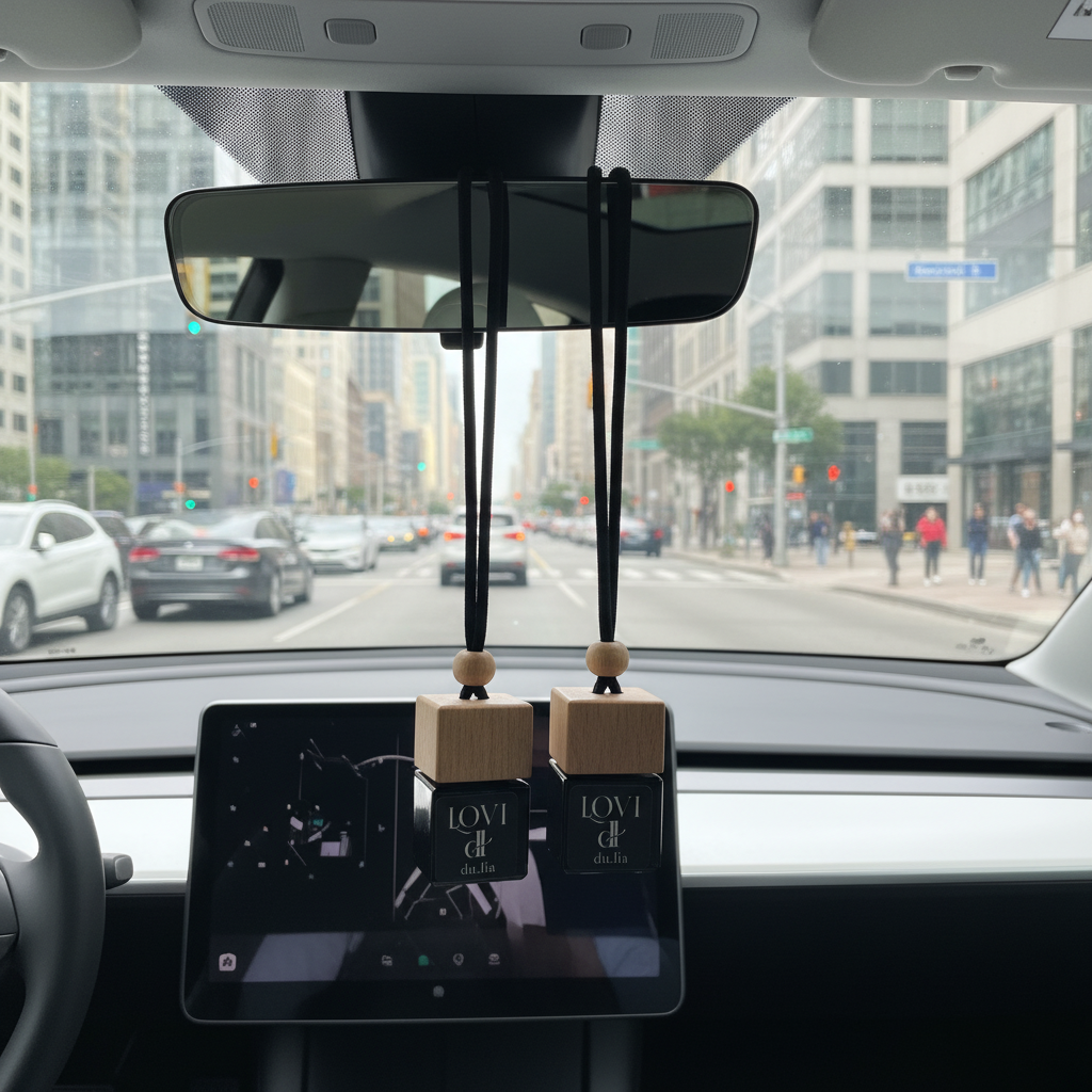 DU.LIA LOVI car scent styled with delicate peonies and warm vanilla undertones.