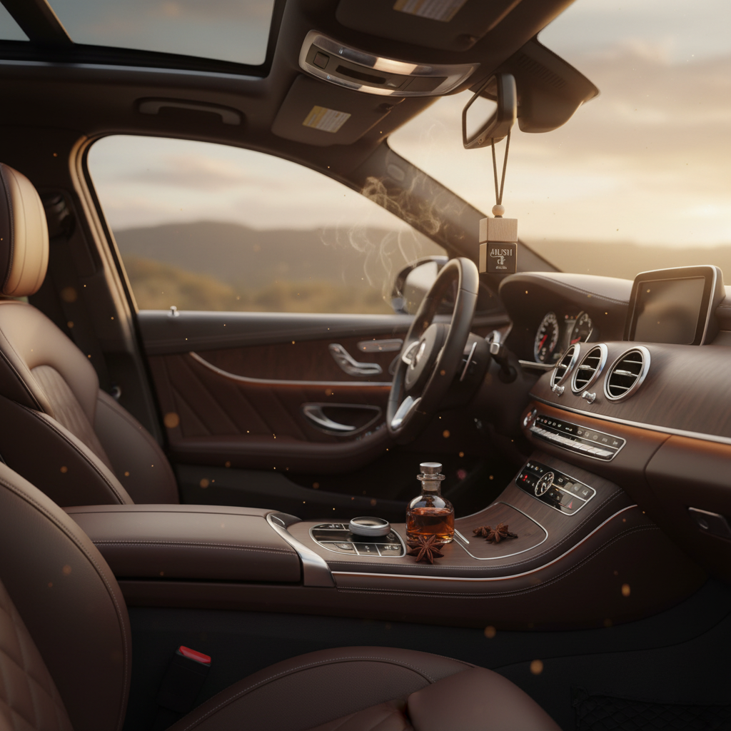 DU.LIA HUSH long-lasting car perfume with warm spice and smooth vanilla undertones.