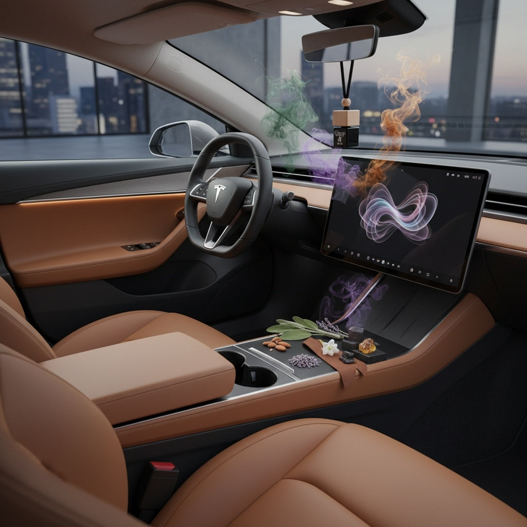 DU.LIA DRIP car freshener bottle styled with caramel, roasted coffee and sweet aromatic elements — luxury car scent