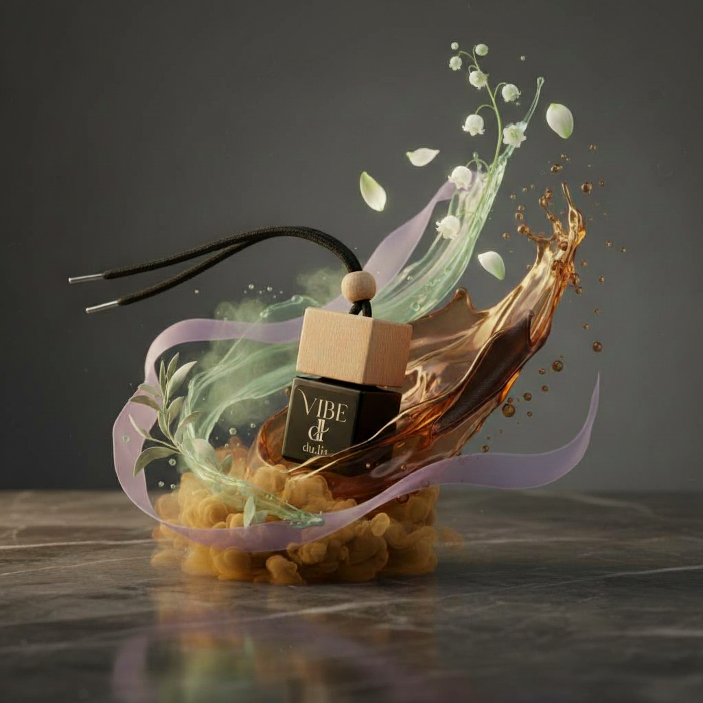 DU.LIA VIBE luxury car perfume with warm tobacco, vanilla orchid, and tonka.