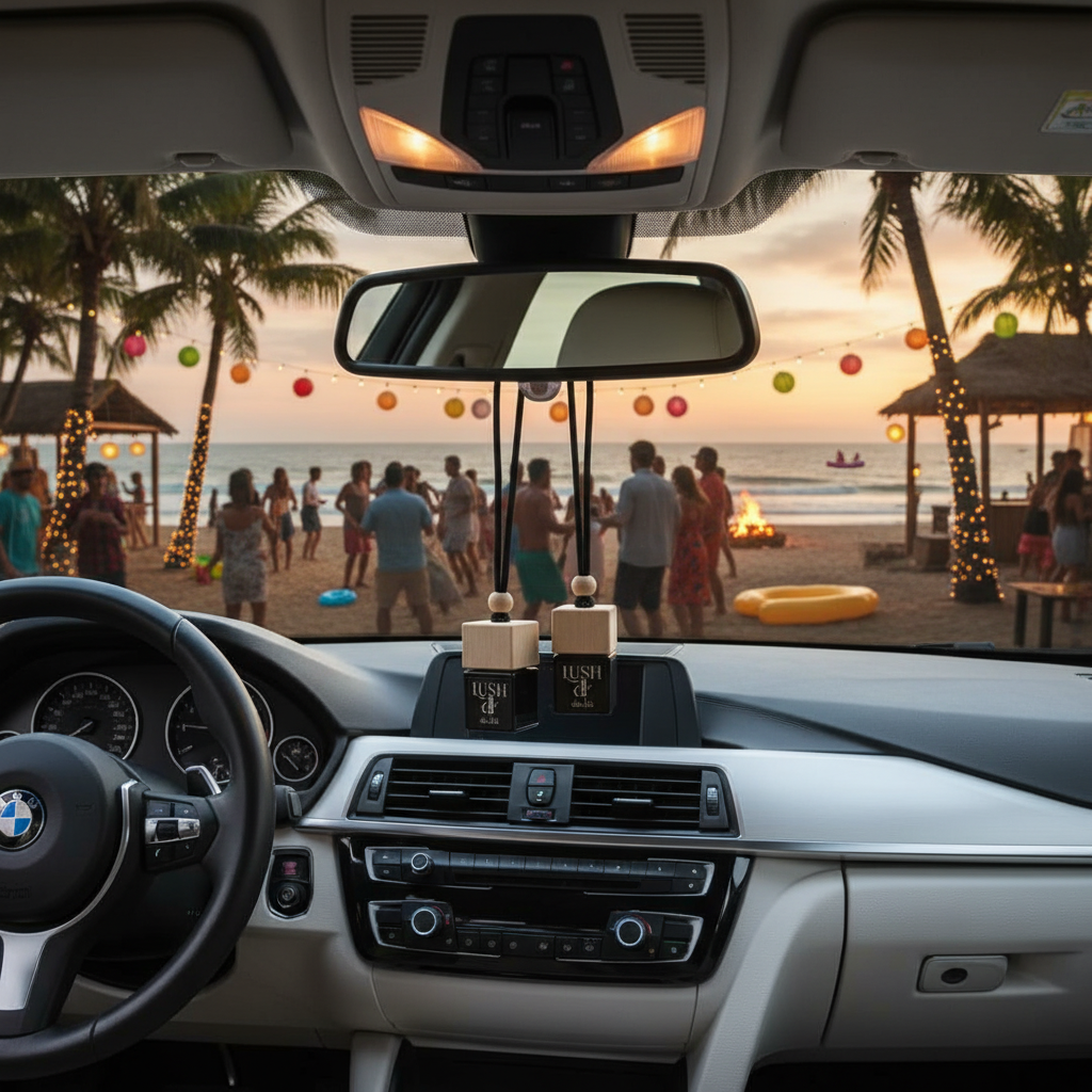 Effervescent LUSH car freshener—citrus sparkle, cranberry pop, and soft musk finish.