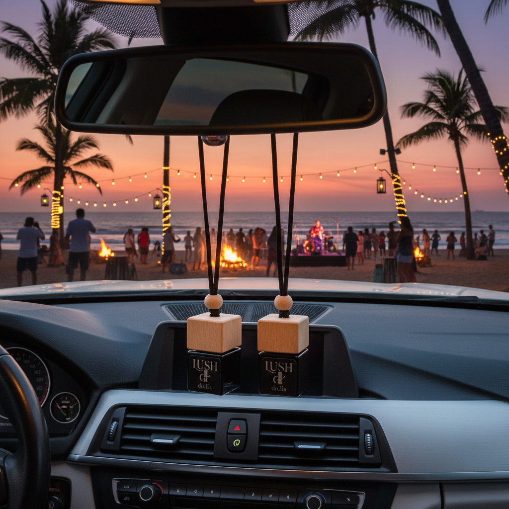 LUSH perfume displayed in a festive scene—prosecco-inspired fizz and fruity citrus aroma.