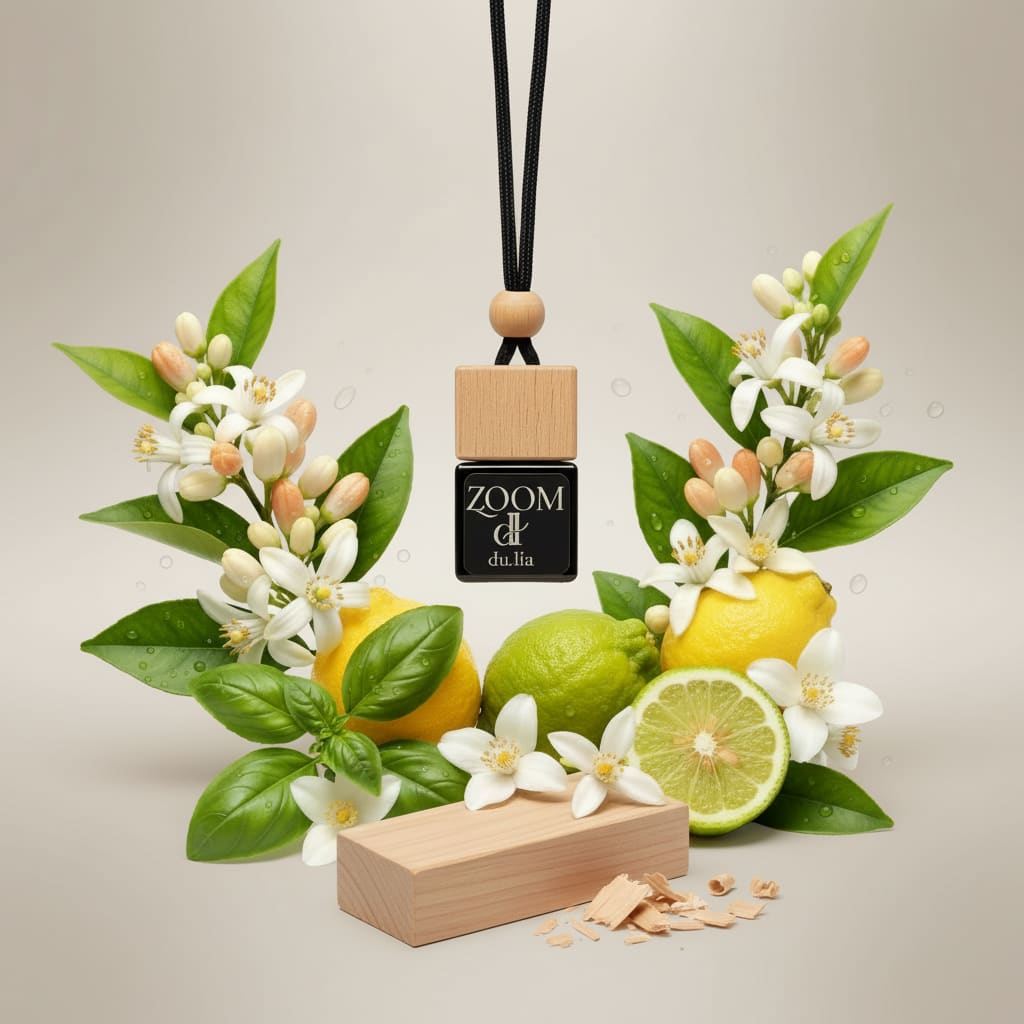 DU.LIA ZOOM luxury car perfume with orange blossom, neroli and basil — long-lasting citrus car freshener