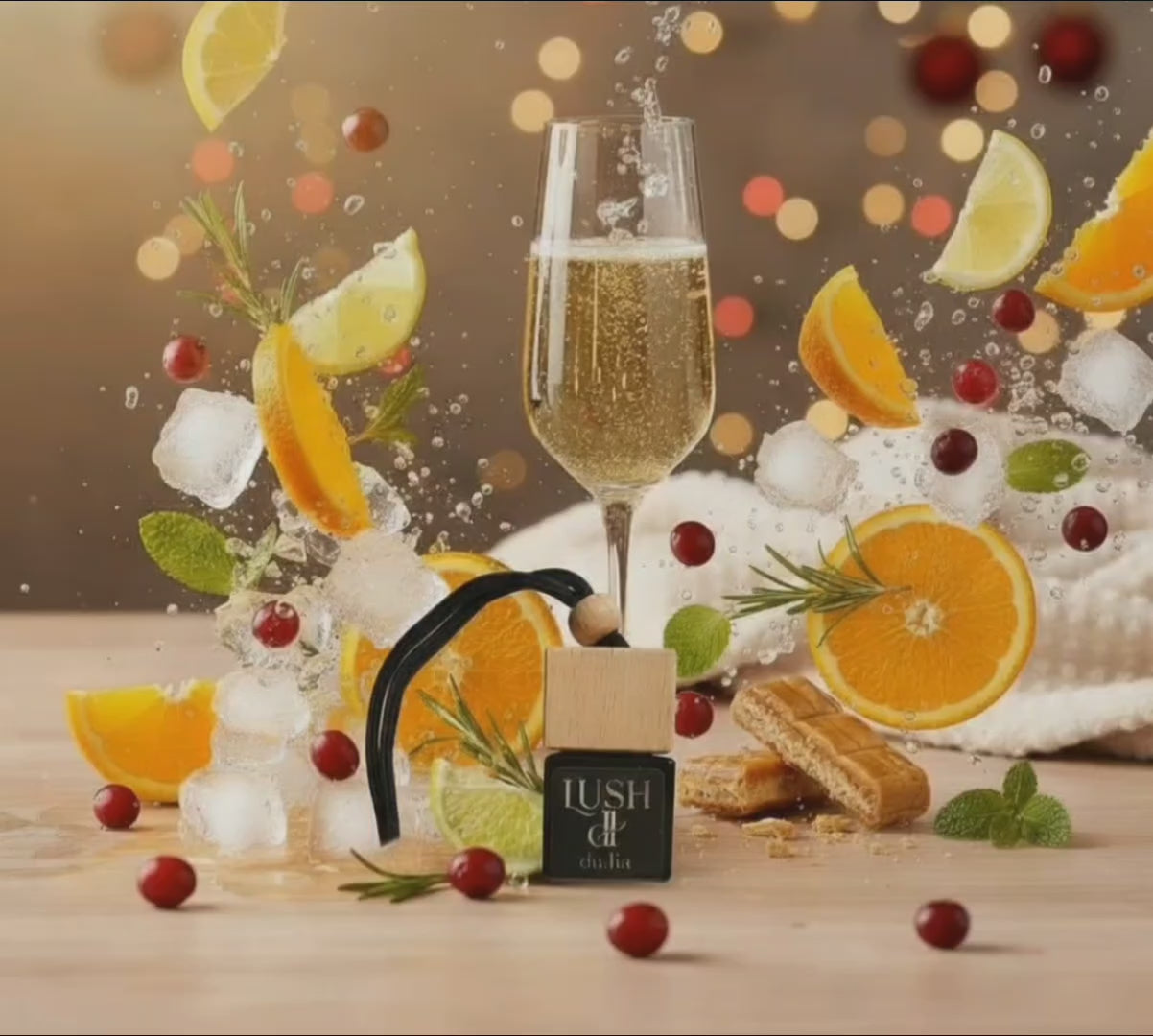 Bright and uplifting LUSH scent bottle with fizzy prosecco and sweet citrus accents.