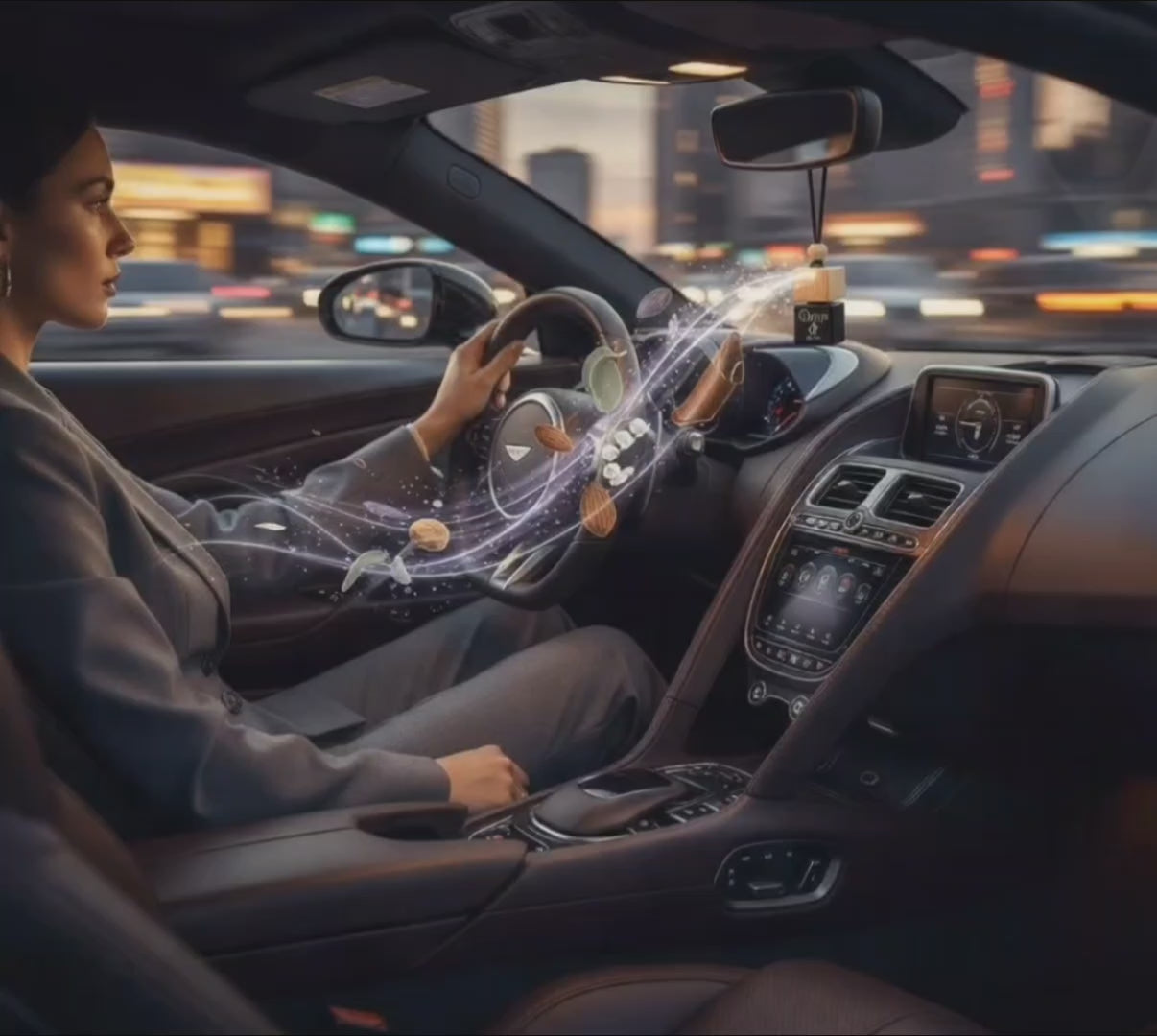 DU.LIA DRIP luxury car perfume bottle with rich caramel-coffee notes — long-lasting hanging car freshener