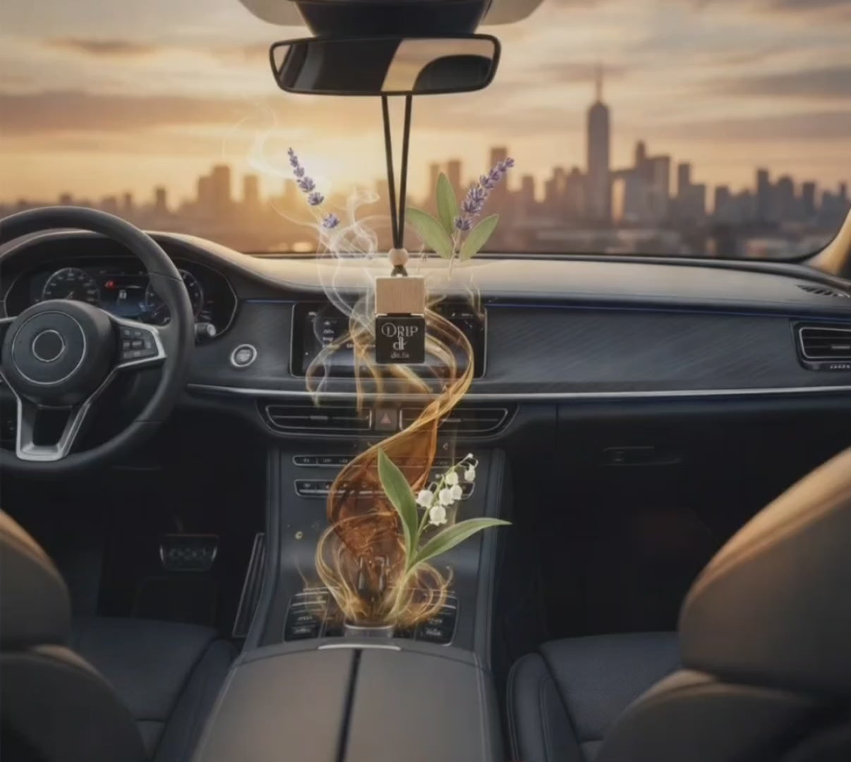 DU.LIA DRIP luxury car perfume bottle with rich caramel-coffee notes — long-lasting hanging car freshener